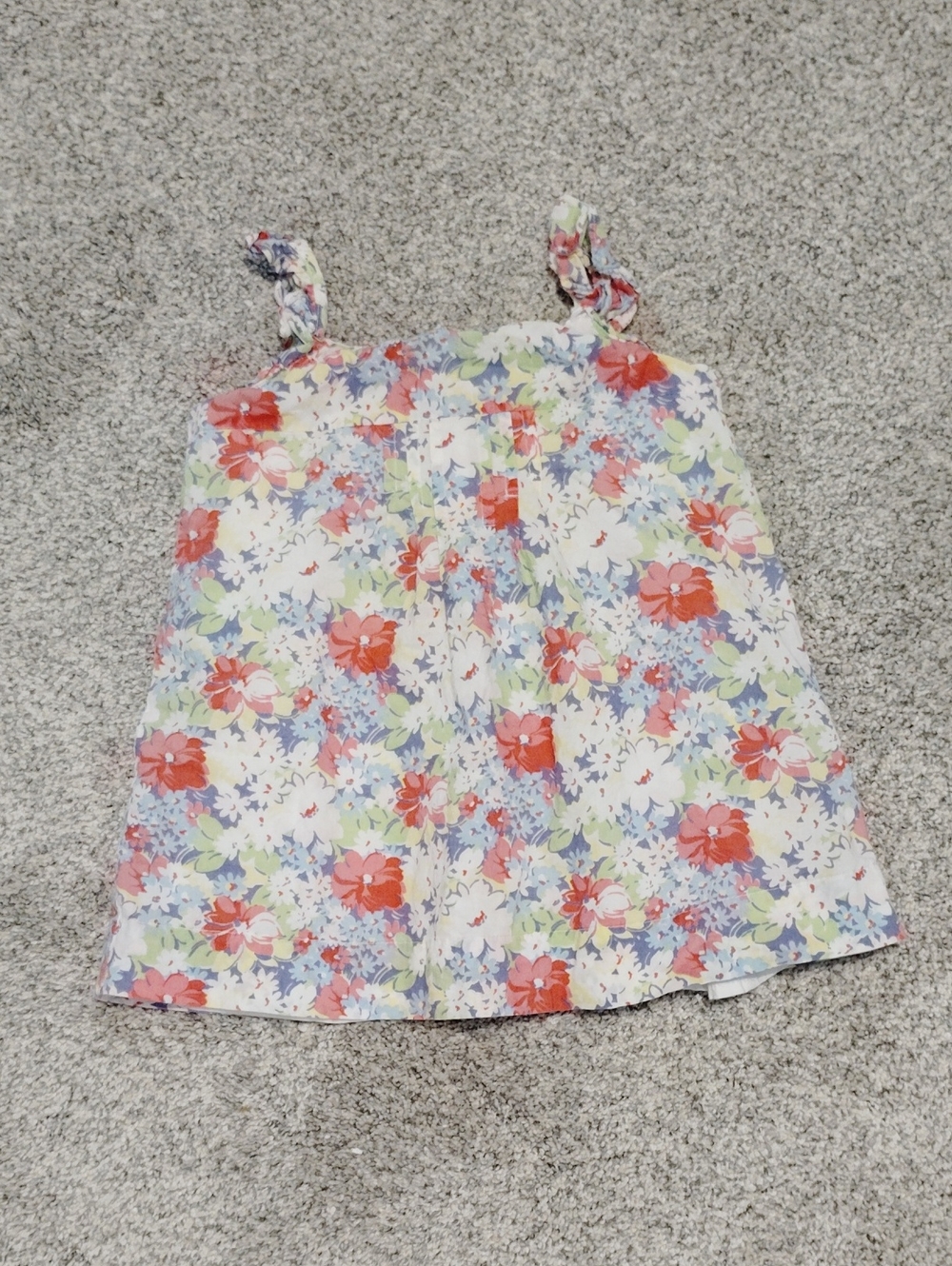 GAP Girls Floral Tie-Shoulder Camisole – White with Red, Green & Blue Flowers